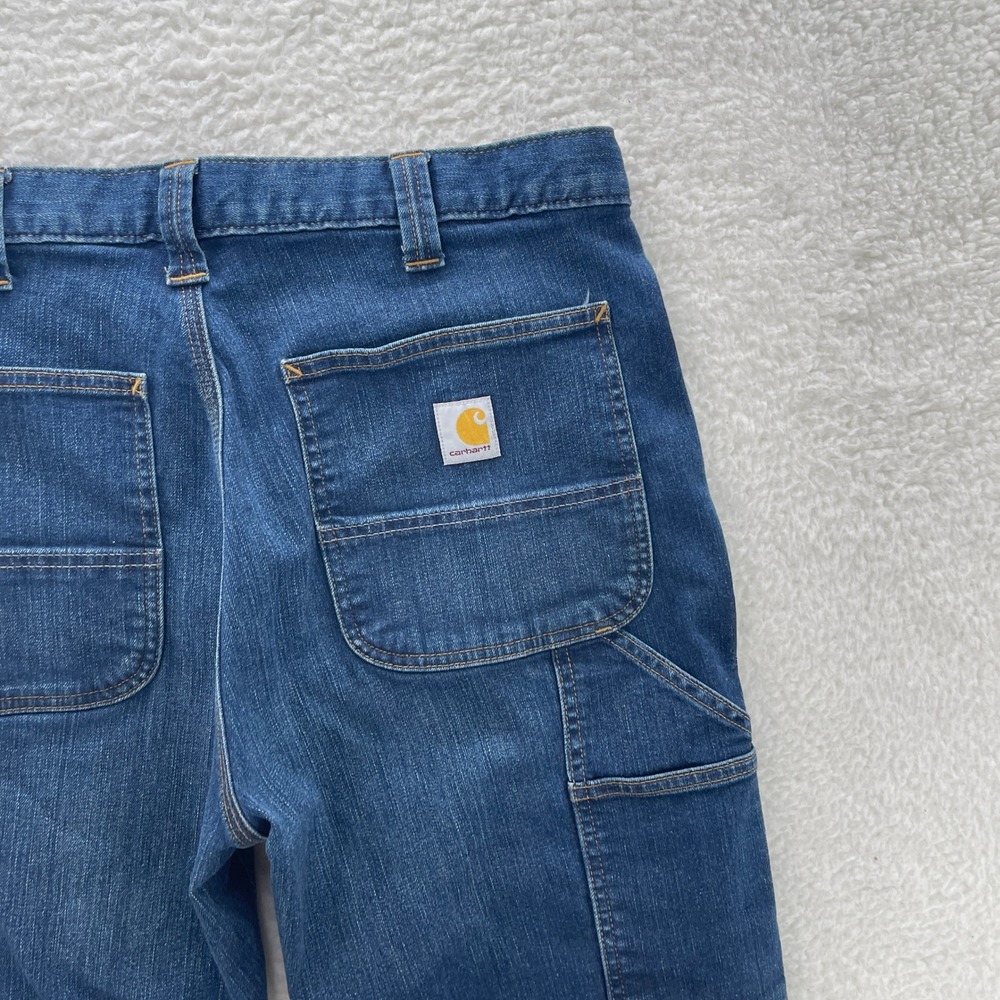 Carhartt Jeans Mens 34x30 Blue Rugged Flex Relaxed Fit Utility Carpenter BD2808 - Picture 4 of 11